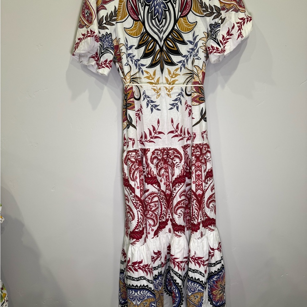 FARM Rio Camafeu Boho Glam Maxi Dress with Red, Blue & Gold Floral Print - Picture 7 of 7